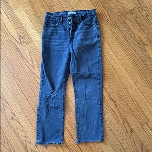 Black High Waist Straight Crop Leg Women's Jeans